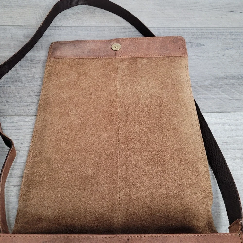 Leabags Messenger Bag 100% Leather Shoulder Strap Flap Brown 12x10